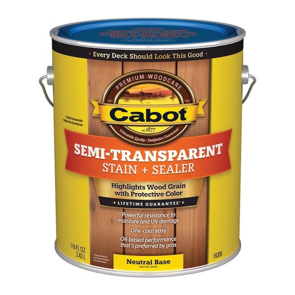 Cabot Cabot Semi-Transparent Low VOC Semi-Transparent Tintable Neutral Base Stain and Sealer 1 gal 140.0016306.007 - main